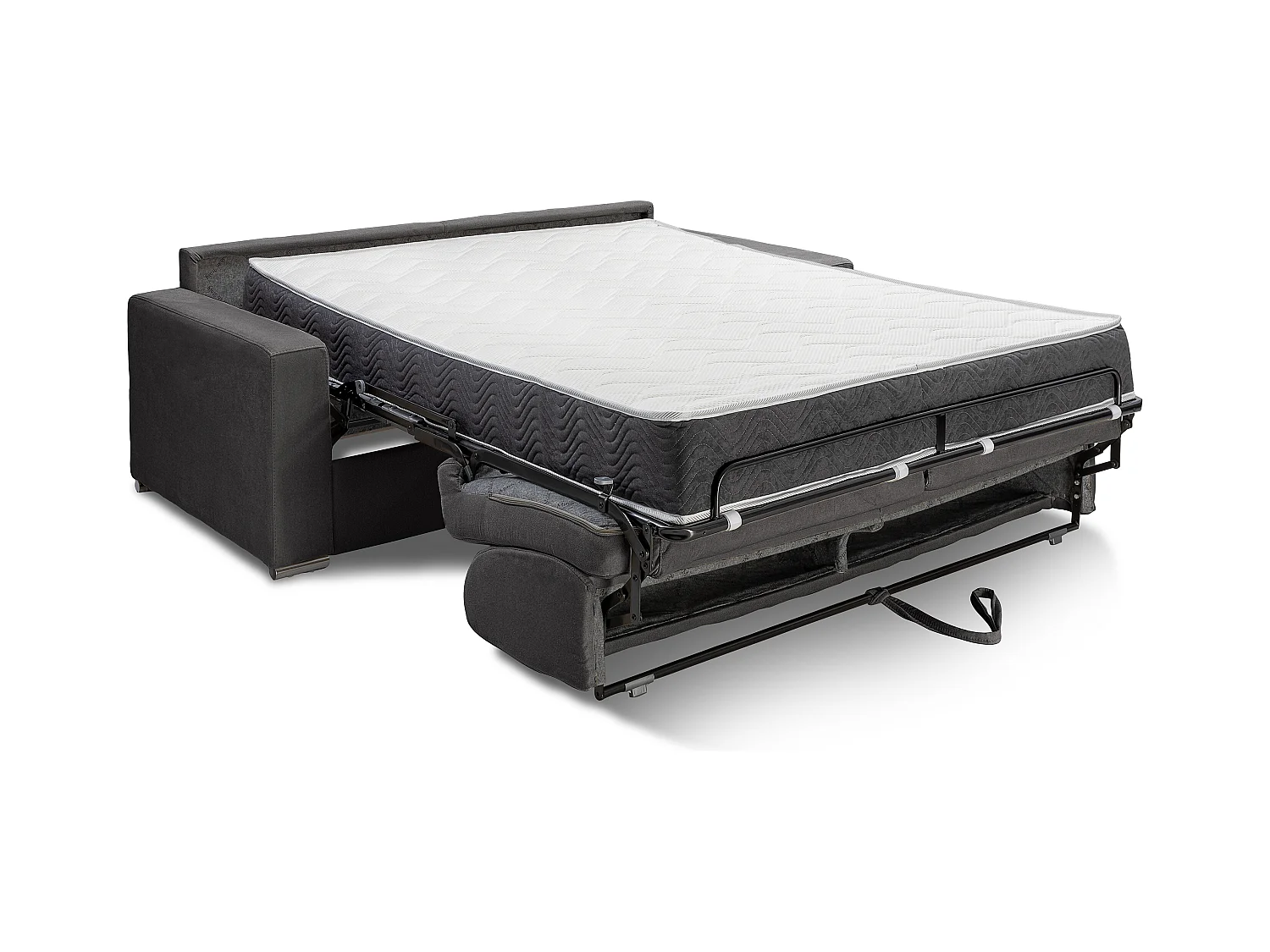 Sofá cama de 3 plazas de cuero de búfalo gris - Cama de 140 cm - Colchón de 22 cm - CALITO