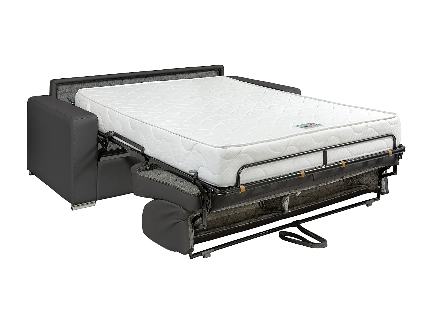 3-personers sovesofaekspres i grå bøffellæder - Sovemål 140 cm - Madras 22 cm - CALITO