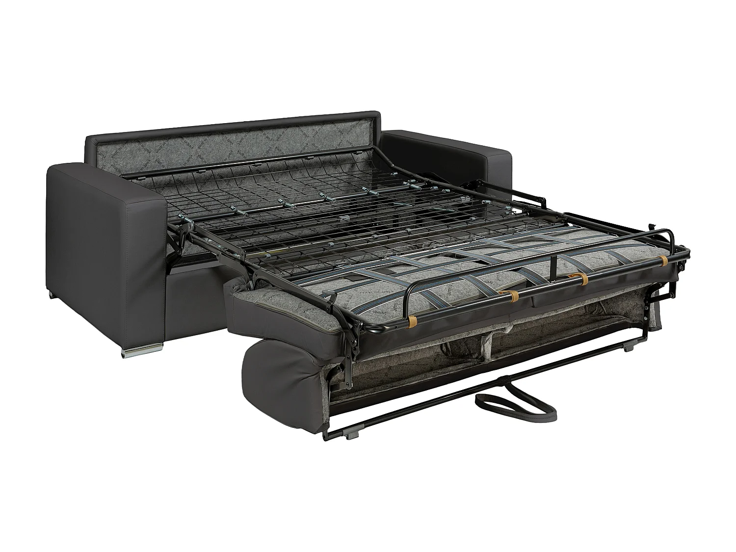 Canapé 3 places convertible express cuir de buffle taupe - Couchage 140 cm - Matelas 14 cm - CALITO