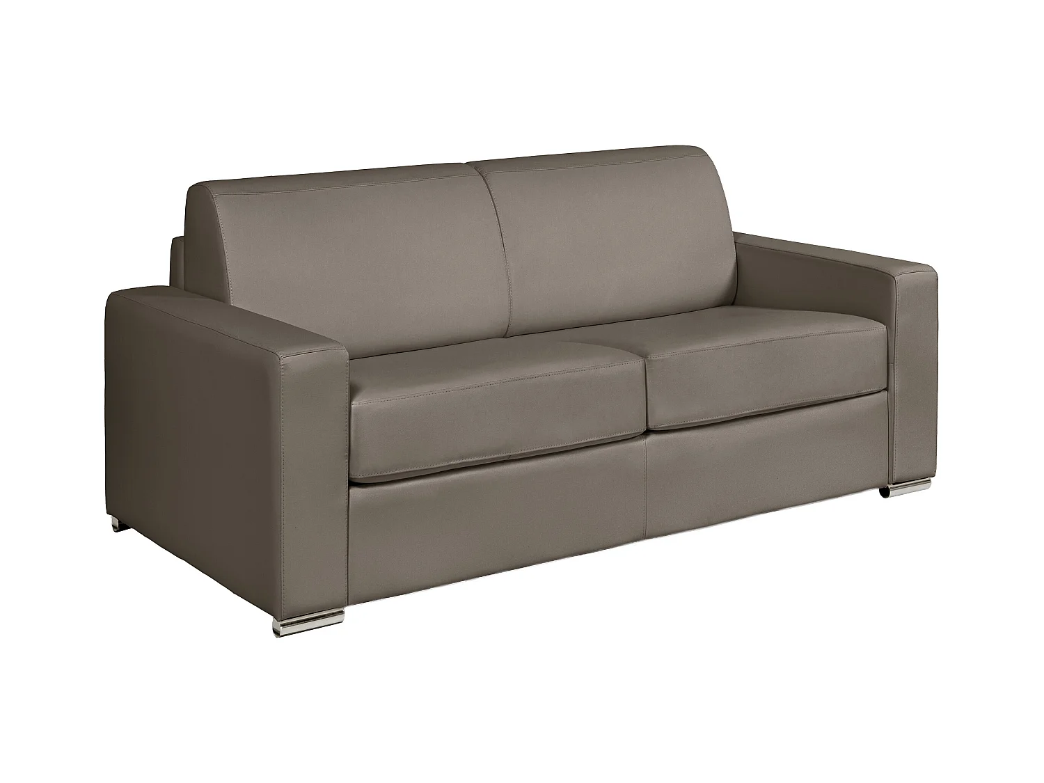 Canapé 3 places convertible express cuir de buffle taupe - Couchage 140 cm - Matelas 14 cm - CALITO
