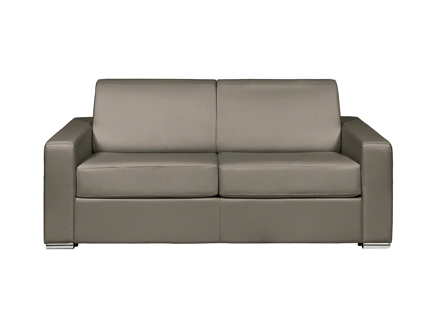 Canapé 3 places convertible express cuir de buffle taupe - Couchage 140 cm - Matelas 18 cm - CALITO
