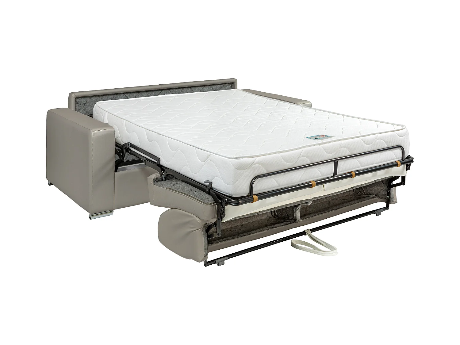 Sofá 3 plazas convertible express piel de búfalo topo - Cama 140 cm - Colchón 22 cm con memoria de forma - CALITO