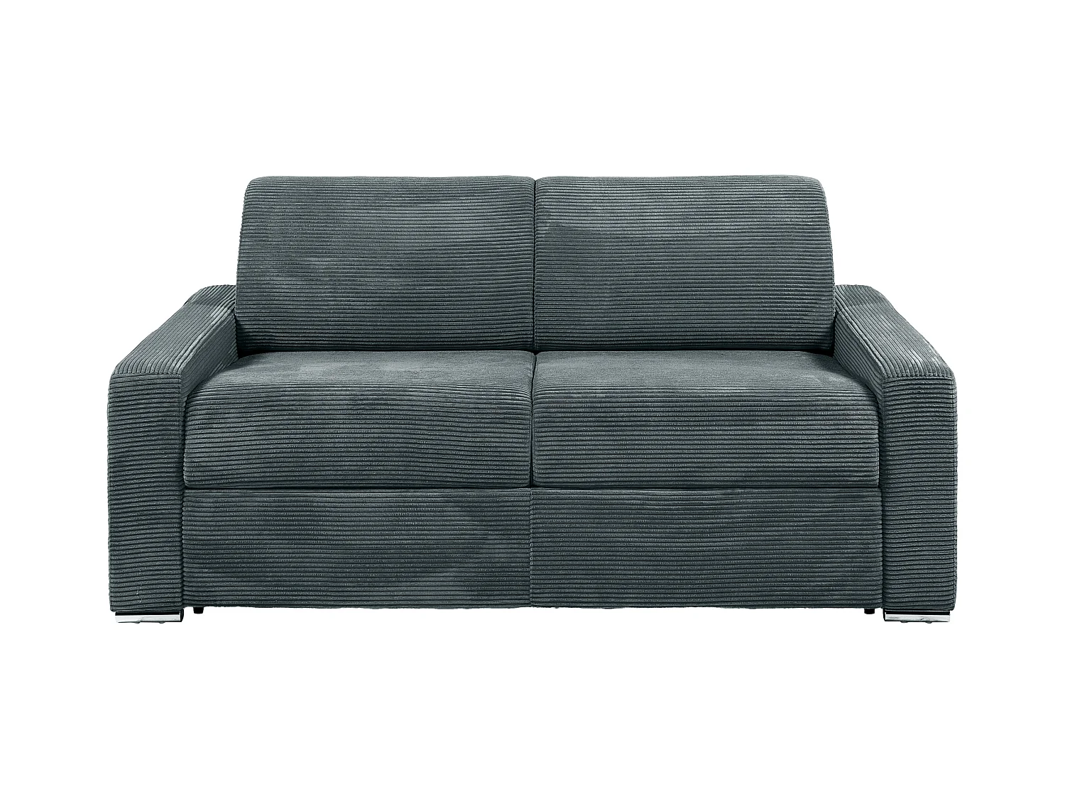 Express-driezitsslaapbank van grijs ribfluweel - Bed 140 cm - Matras 18 cm - CALITO