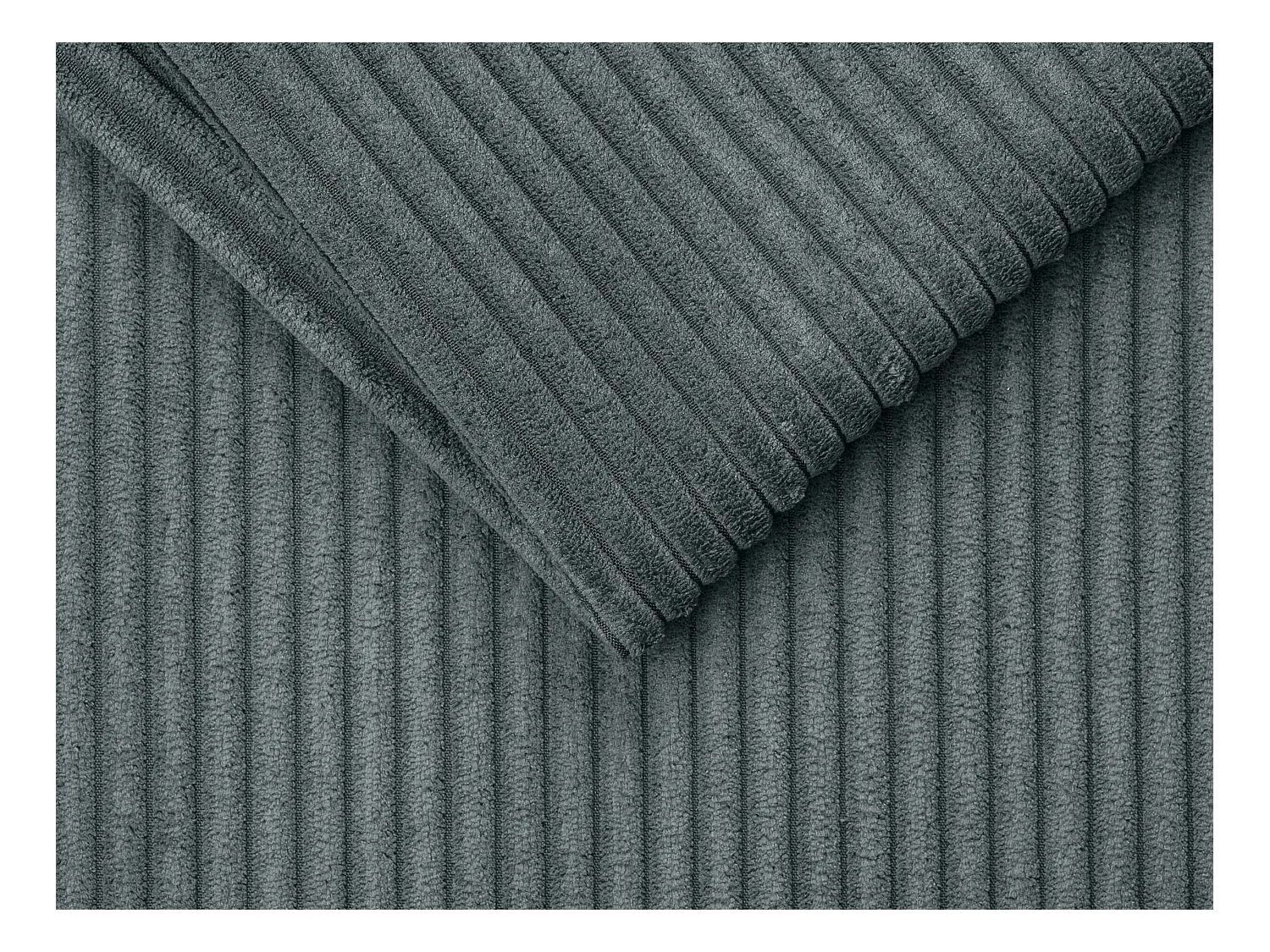 Express-driezitsslaapbank van grijs ribfluweel - Bed 140 cm - Matras 18 cm - CALITO