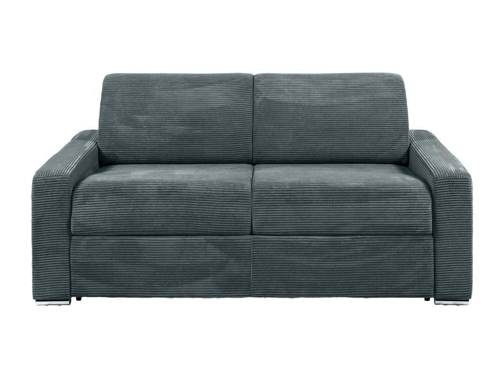 Canapé 3 places convertible express en velours côtelé gris - Couchage 140 cm - Matelas 22 cm - CALITO