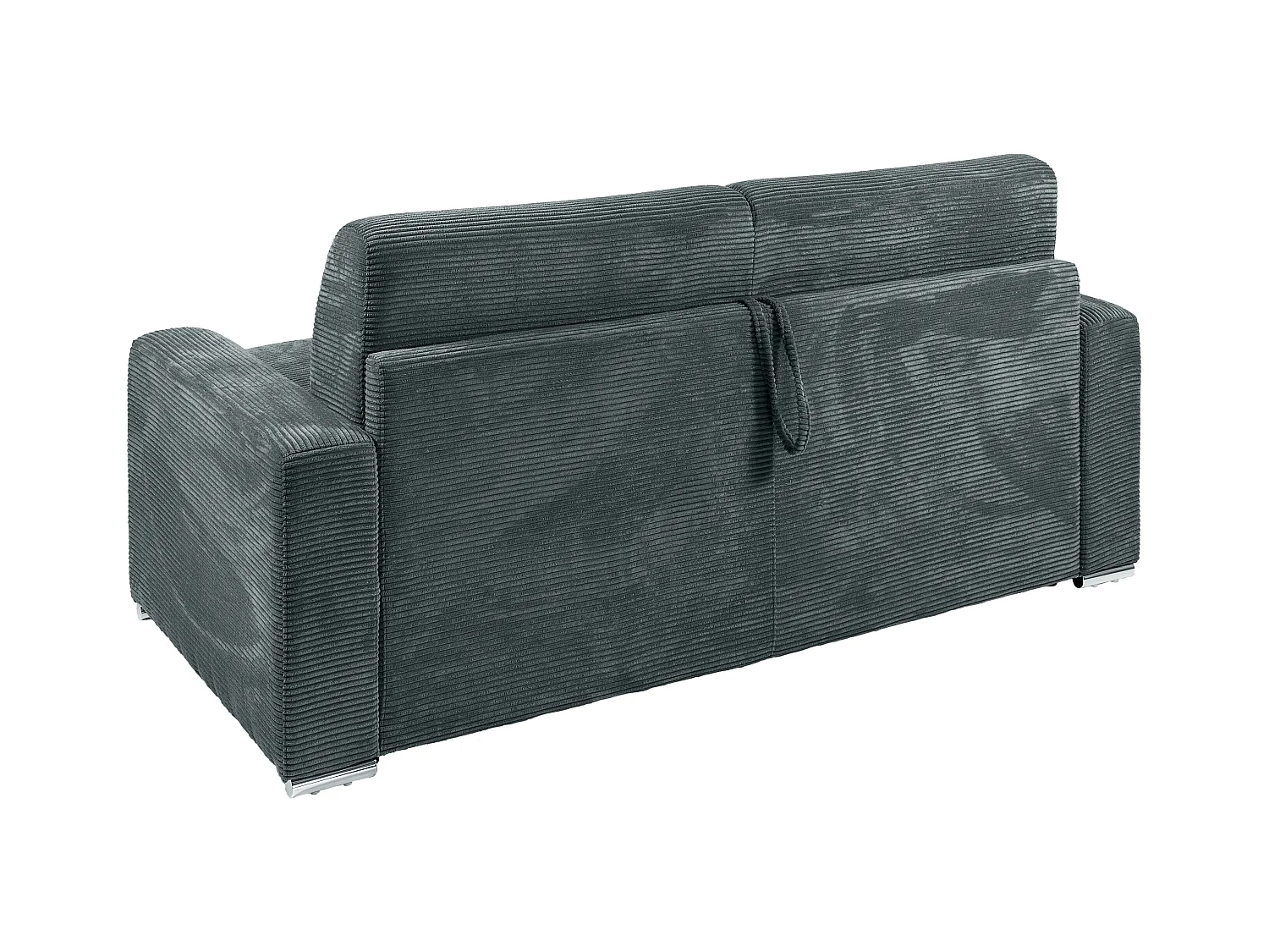 Express-driezitsslaapbank van grijs ribfluweel - Bed 140 cm - Matras met vormgeheugen 22 cm - CALITO