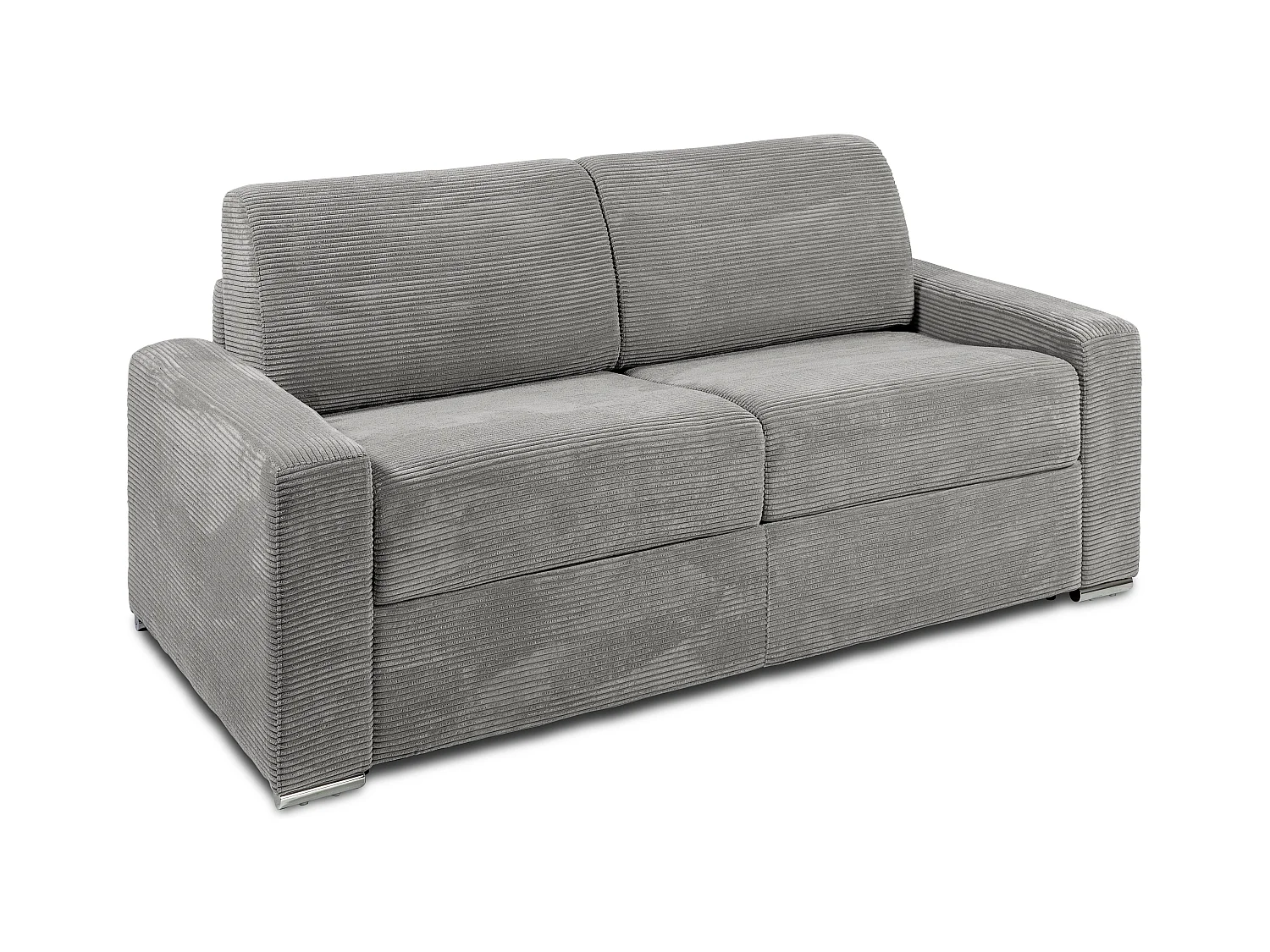 Schlafsofa mit Matratze 3-Sitzer - Liegefläche 140 cm - Matratze 14 cm - Cord - Hellgrau - CALITO