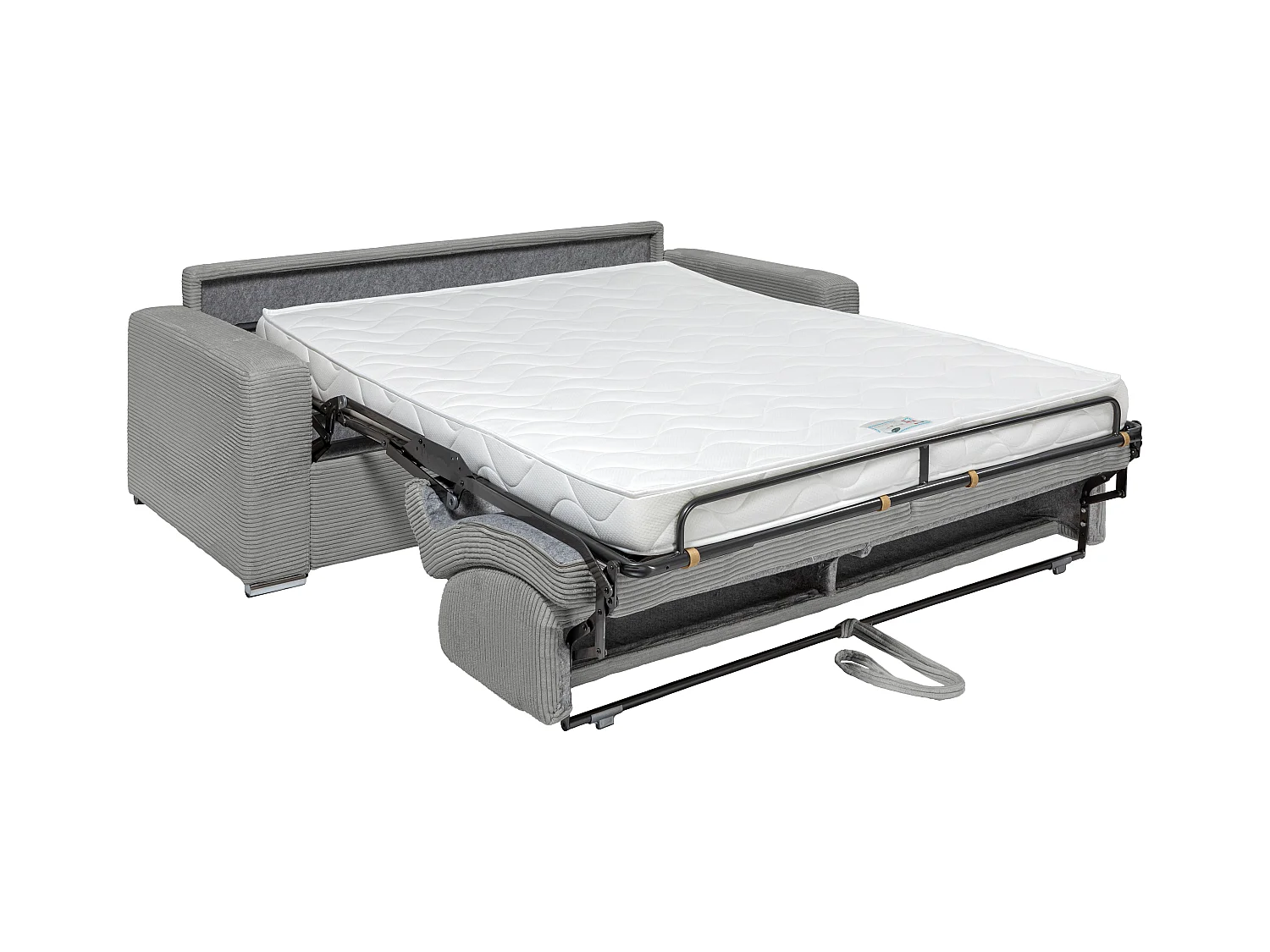 Schlafsofa mit Matratze 3-Sitzer - Liegefläche 140 cm - Matratze 14 cm - Cord - Hellgrau - CALITO