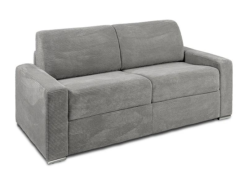 Schlafsofa mit Matratze 3-Sitzer - Liegefläche 140 cm - Matratze 18 cm - Cord - Hellgrau - CALITO