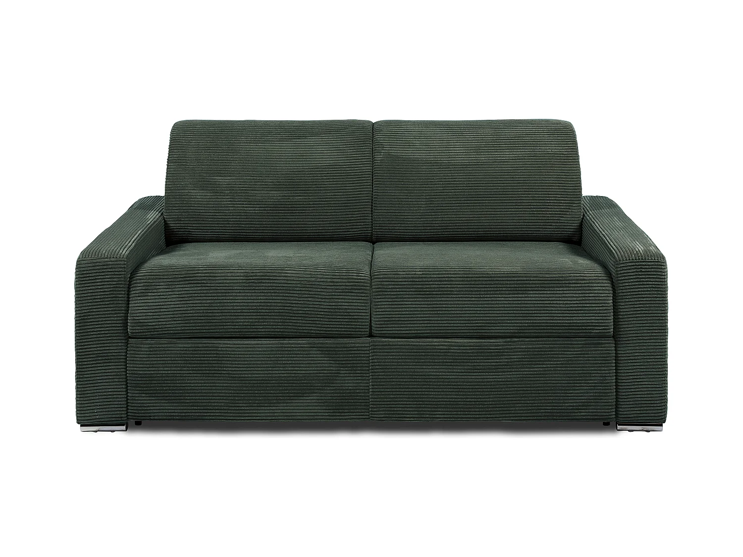 Canapé 3 places convertible express en velours côtelé vert - Couchage 140 cm - Matelas 14 cm - CALITO