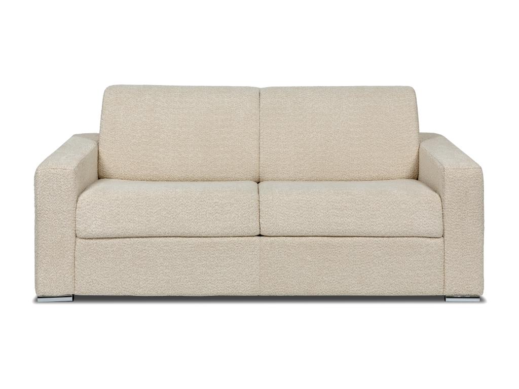 Canapé 3 places convertible express bouclette beige - Couchage 140 cm - Matelas 22 cm - CALITO