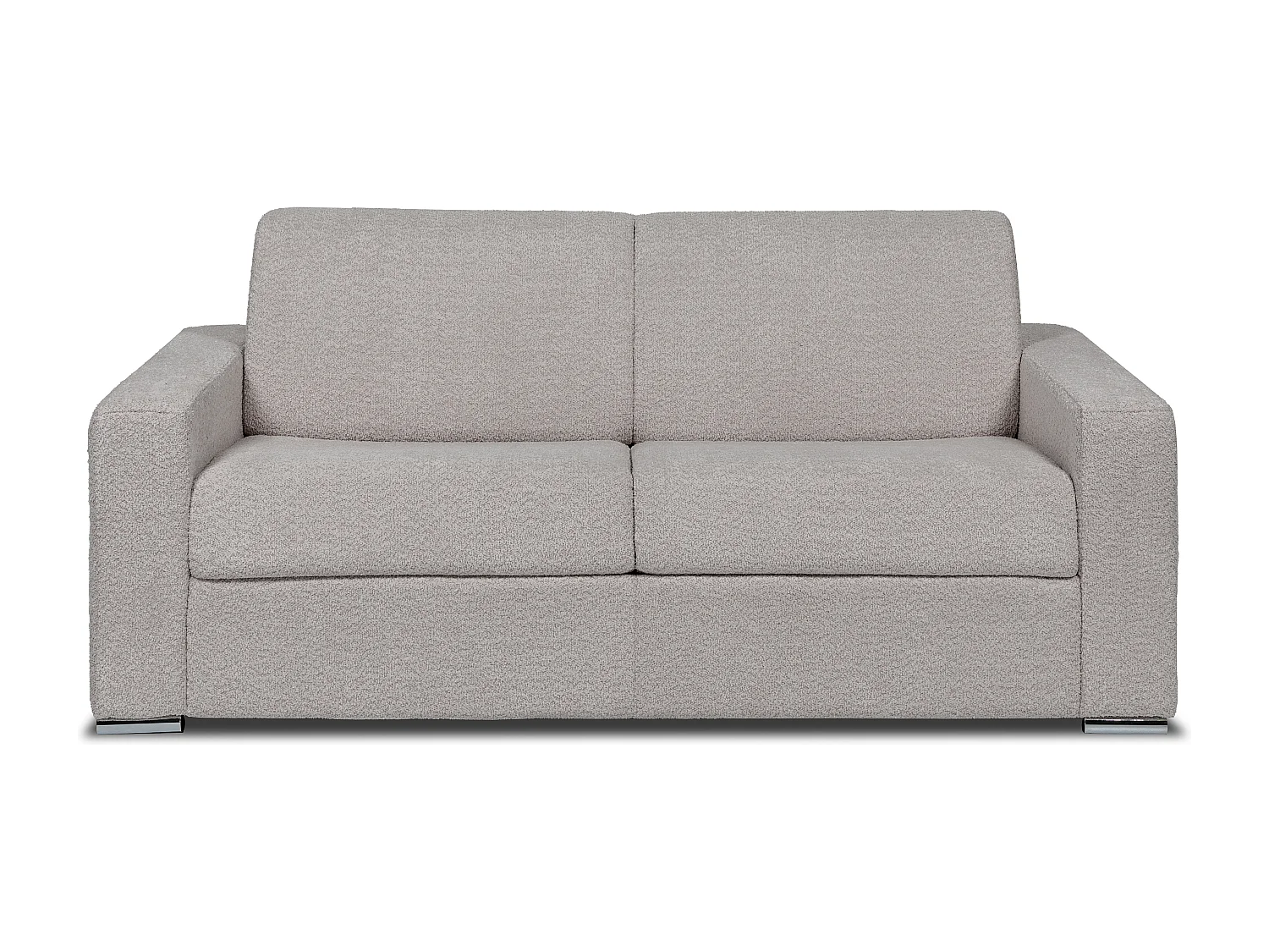 Express-driezitsslaapbank van lichtgrijze boucléstof - Bed 140 cm - Matras 14 cm - CALITO