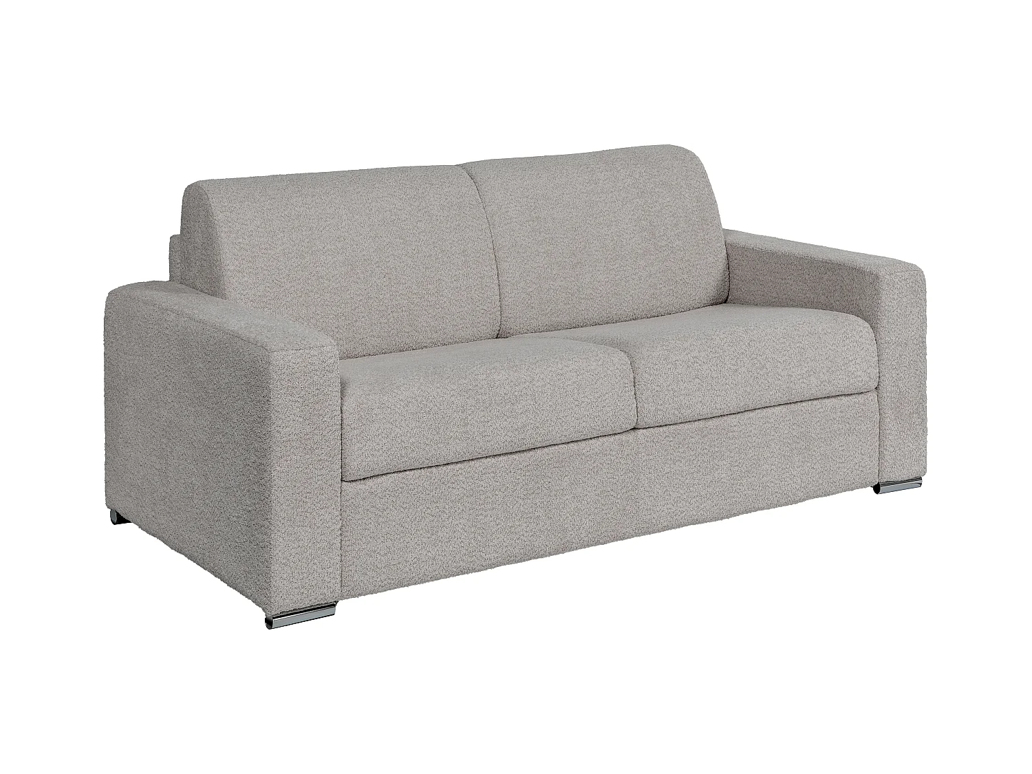 Canapé 3 places convertible express bouclette gris clair - Couchage 140 cm - Matelas 22 cm avec mémoire de forme - CALITO