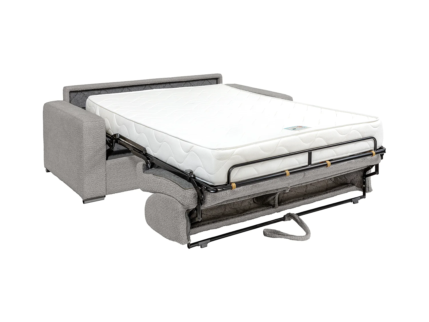 Canapé 3 places convertible express bouclette gris clair - Couchage 140 cm - Matelas 22 cm avec mémoire de forme - CALITO