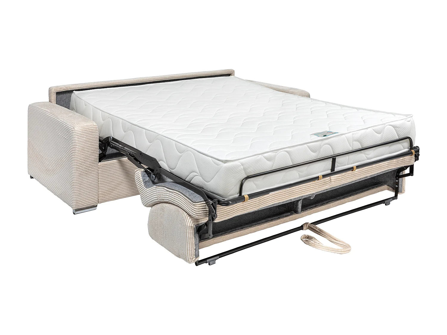 4-sitssoffa bäddsoffa express i beige manchester - Bäddmått 160 cm - Madrass 22 cm med minneseffekt - CALITO