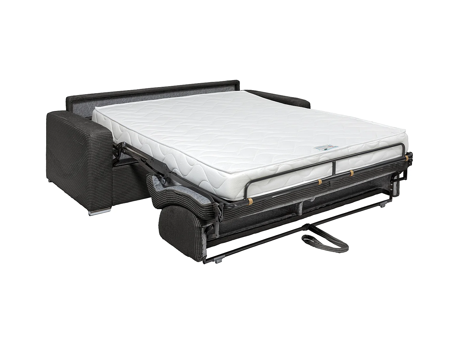 Canapé 4 places convertible express en velours côtelé bleu - Couchage 160 cm - Matelas 18 cm - CALITO