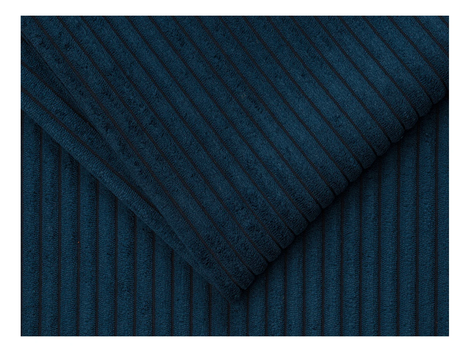 Canapé 4 places convertible express en velours côtelé bleu - Couchage 160 cm - Matelas 18 cm - CALITO