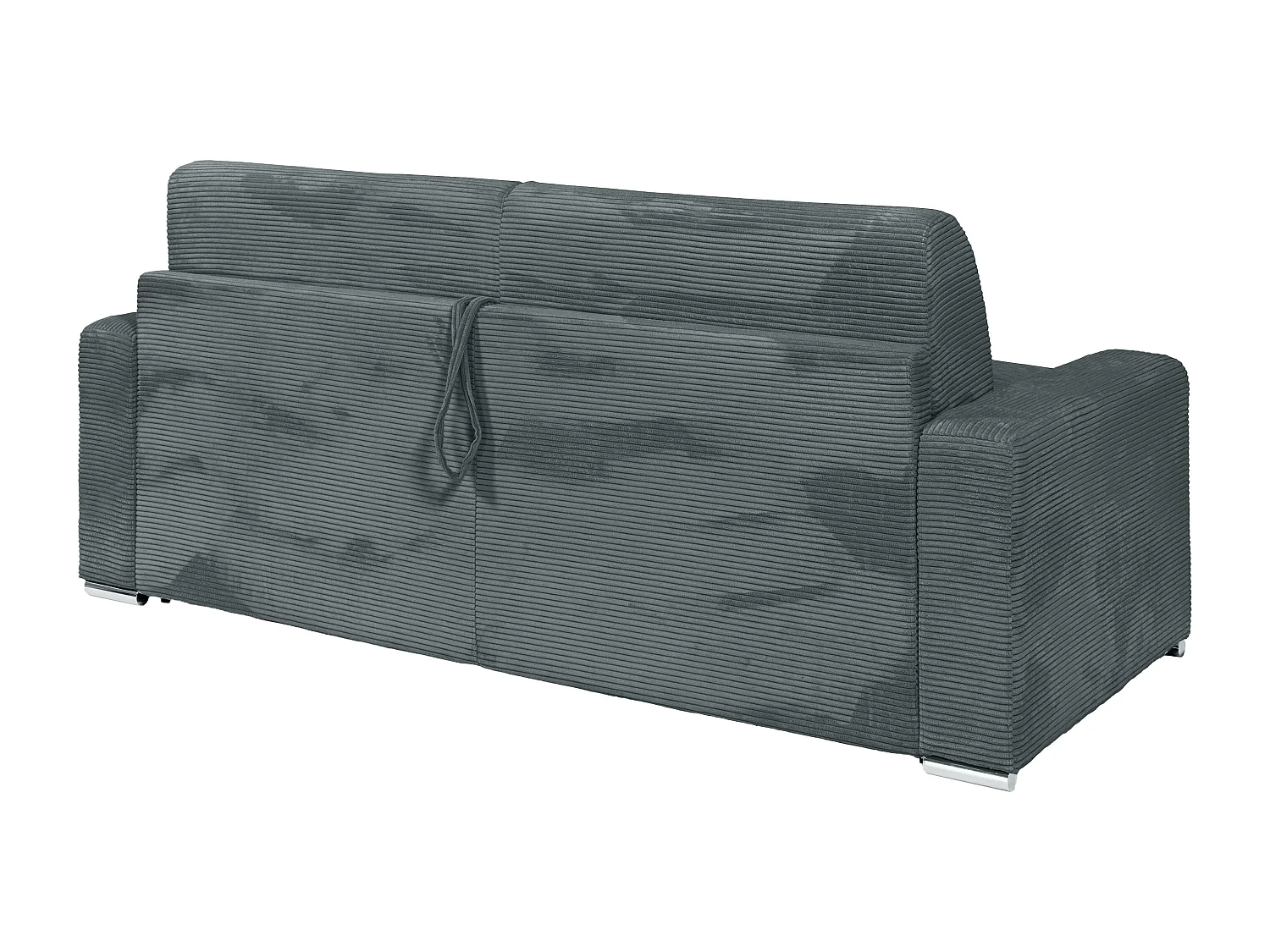 Express-vierzitsslaapbank van grijs ribfluweel - Bed 160 cm - Matras 14 cm - CALITO