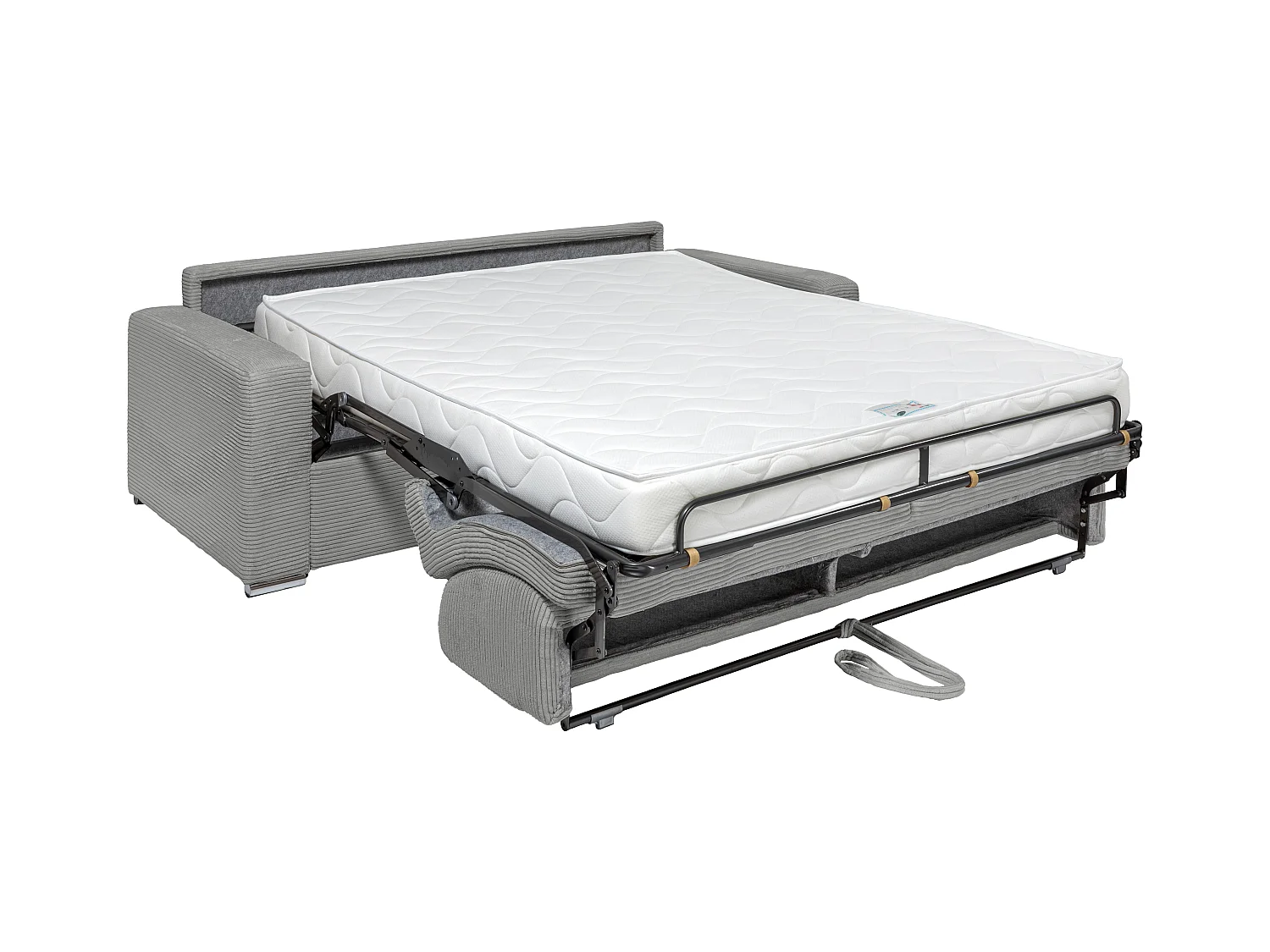 Sofá cama de 4 plazas de apertura rápida de pana gris claro - Cama de 160 cm - Colchón de 18 cm - CALITO