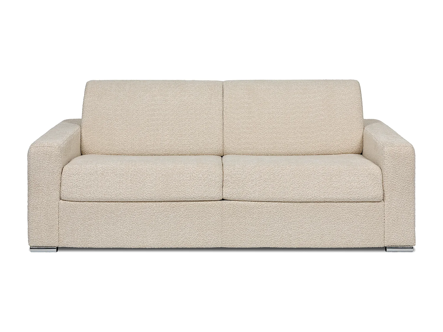 Express-vierzitsslaapbank van beige boucléstof - Bed 160 cm - Matras 18 cm - CALITO