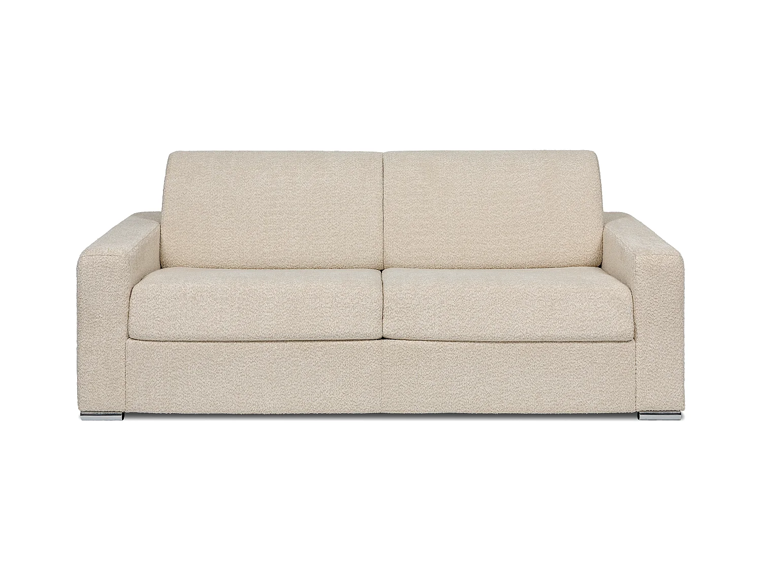 Divano letto 4 posti a ribalta Posto letto 160 cm Materasso 18 cm in bouclette Beige - CALITO