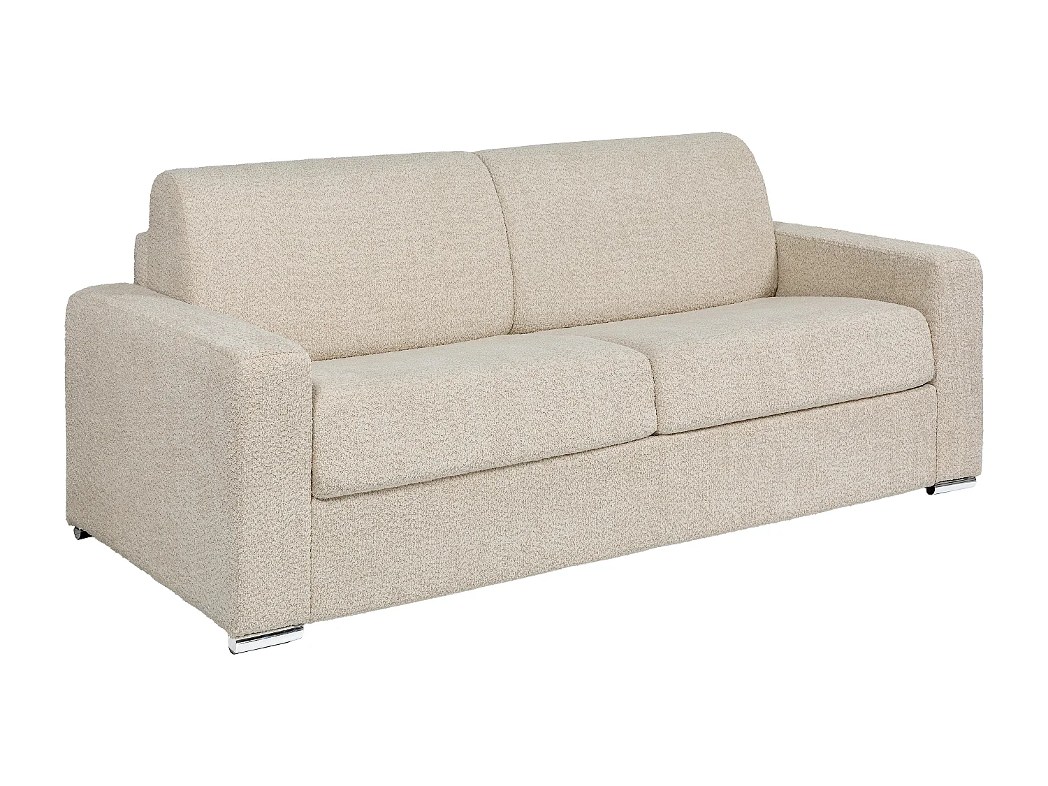 Canapé 4 places convertible express en bouclette beige - Couchage 160 cm - Matelas 22 cm avec mémoire de forme - CALITO