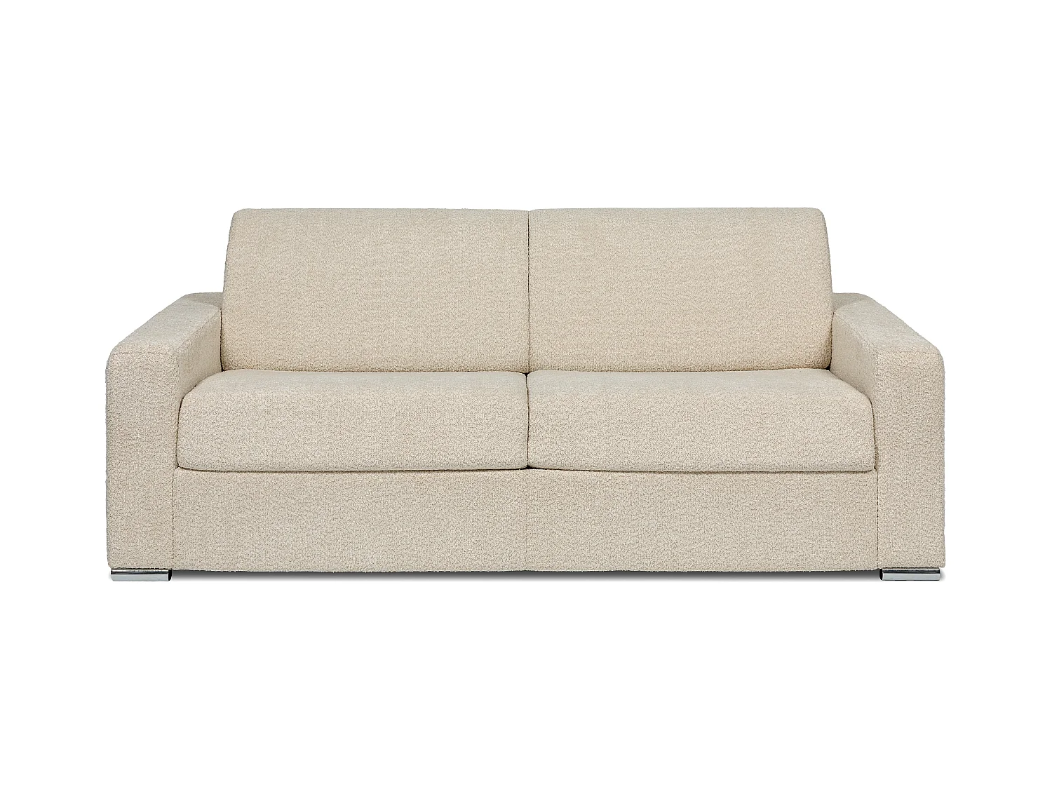 Divano letto 4 posti a ribalta Posto letto 160 cm Materasso 22 cm memory foam in bouclette Beige - CALITO