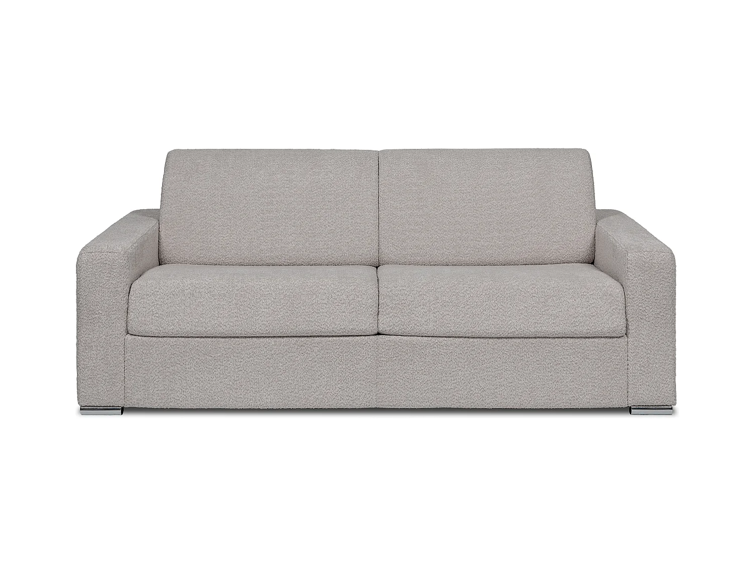 Schlafsofa mit Matratze 4-Sitzer - Liegefläche 160 cm - Matratze 18 cm - Bouclé-Stoff - Hellgrau - CALITO