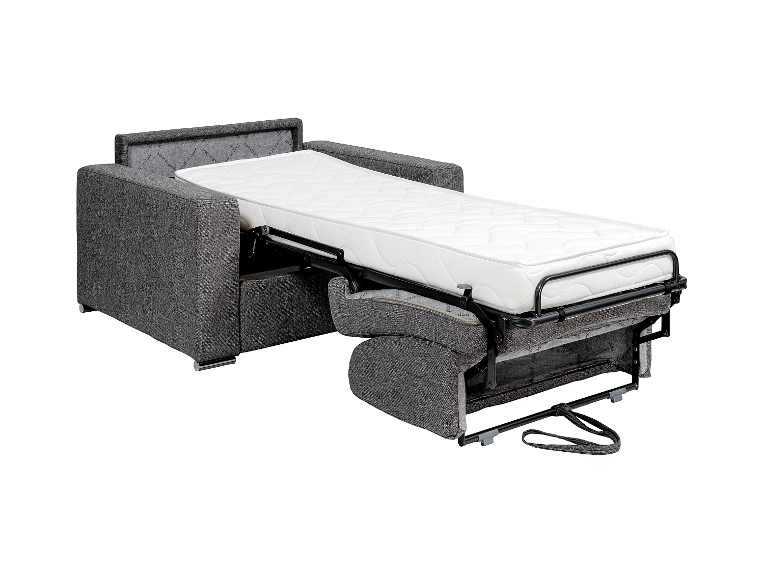 Fauteuil convertible express en tissu gris clair - Couchage 70 cm - Matelas 14 cm - CALITO