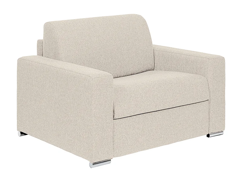 Express-slaapfauteuil van beige stof - Bed 70 cm - Matras 14 cm - CALITO