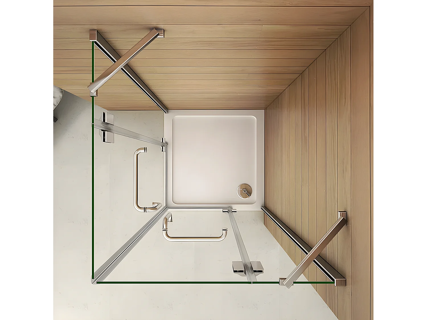 Cabine de duche quadrada Bater Perfil cromado Vidro Anticalcário 8mm (780-800)x(780-800)x1900mm-AICA