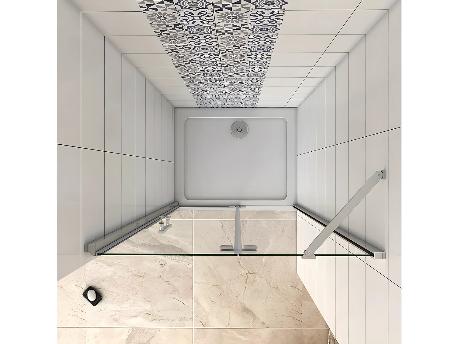 AICA Mampara de ducha frontal abatible perfil cromado vidrio antical 6mm (777-807)x1900mm