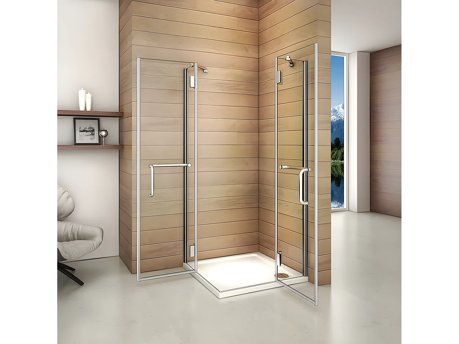 Cabine de duche rectangular Bater Perfil cromado Vidro Anticalcário 8mm (780-800)x(880-900)x1900mm-AICA