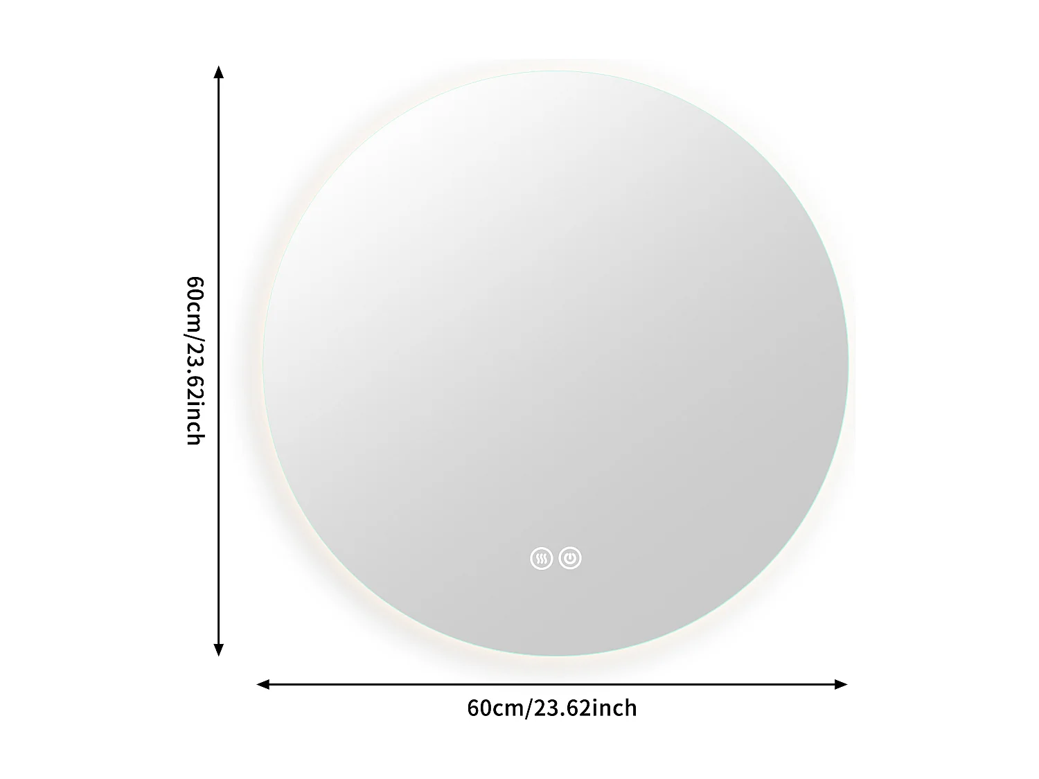 Miroir Salle de Bain avec Éclairage - Rond Ø60 cm - Miroir LED Salle de Bain - avec Anti-buée et 3 Couleur Changeable