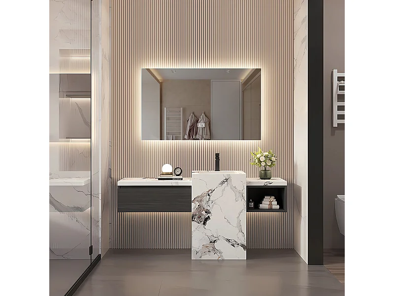 Espejo de baño con iluminación - 60 x 100 cm - Espejo de baño LED - con antivaho y 3 colores intercambiables