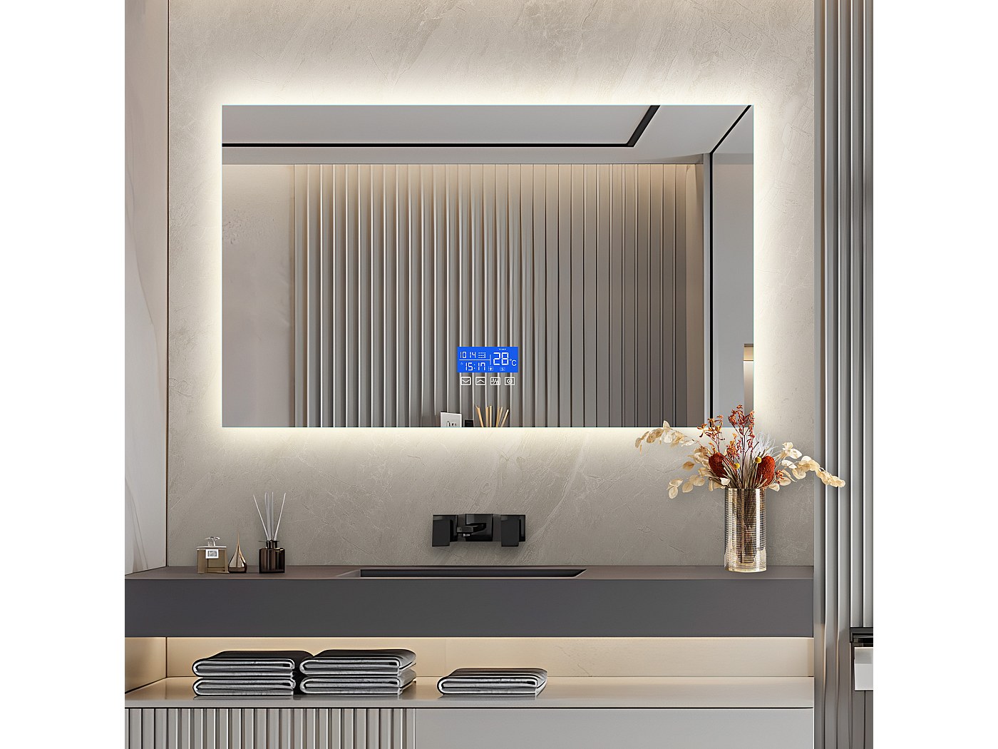 Miroir Salle de Bain avec Éclairage - 120 x 80 cm - Miroir LED Salle de