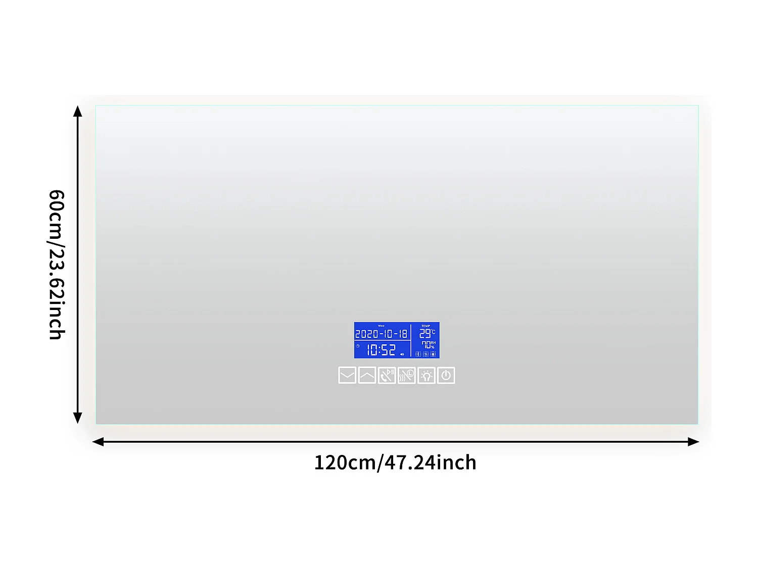 Miroir Salle de Bain avec Éclairage - 120 x 60 cm - Miroir LED Salle de Bain - avec Tactile, Anti-buée, Bluetooth, Horloge, Température, Dimmable