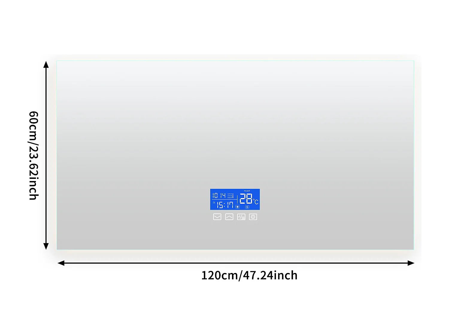 Miroir Salle de Bain avec Éclairage - 120 x 60 cm - Miroir LED Salle de Bain - avec Tactile, Anti-buée, Horloge, Température, Dimmable