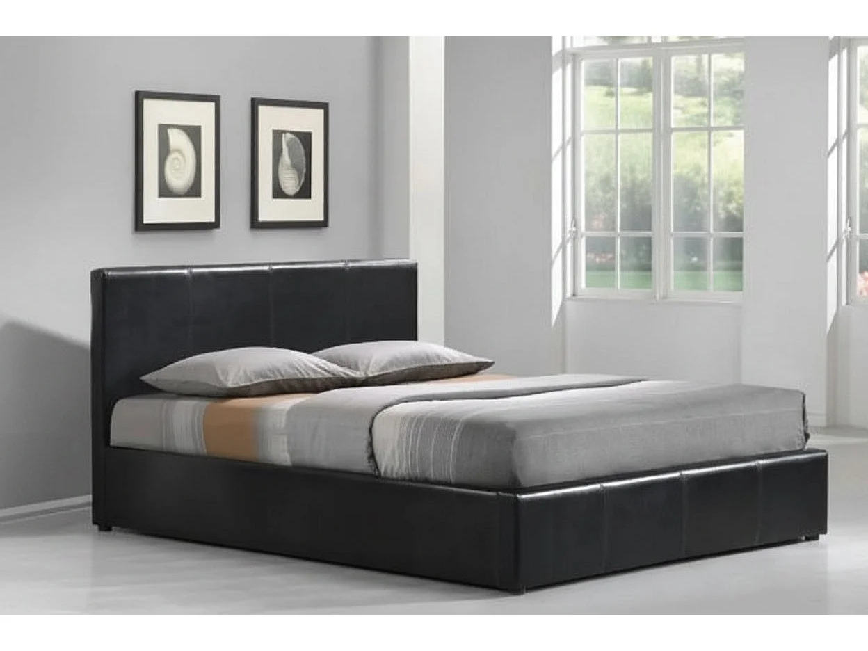 Lit coffre 2 places 160x200 cm BASTIEN simili cuir sommier inclus