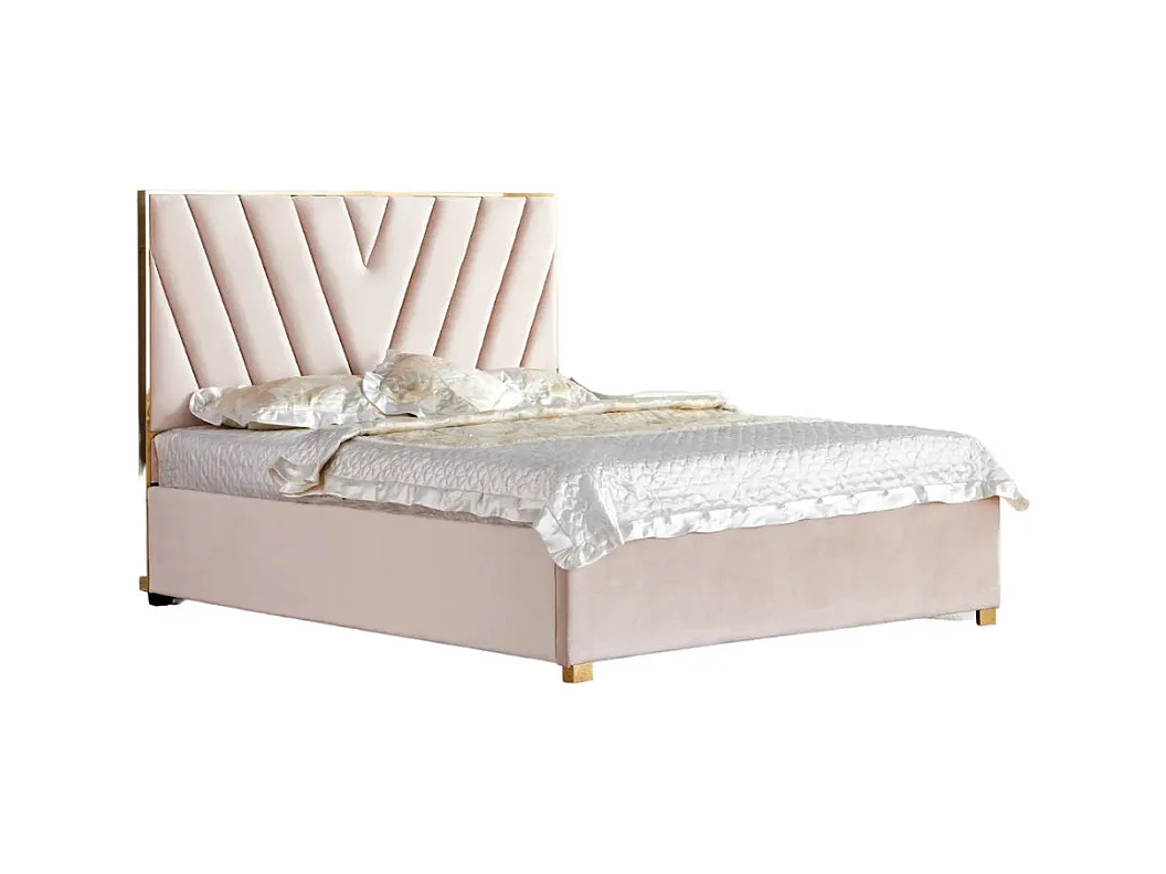Lit adulte 140x190 cm VERA en velours avec sommier intégré
