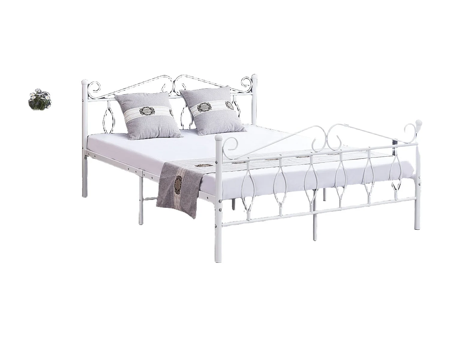 Lit 2 Places JULIE en Métal – 140x190 cm avec Sommier Inclus