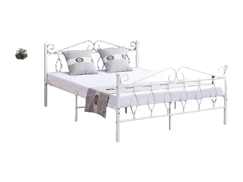 Lit 2 Places JULIE en Métal – 140x190 cm avec Sommier Inclus