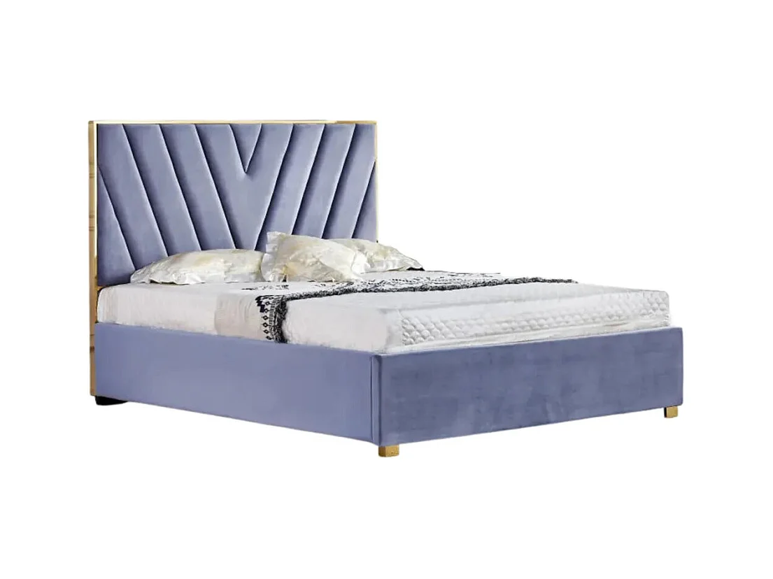 Lit adulte 160x200 cm VERA en velours avec sommier intégré
