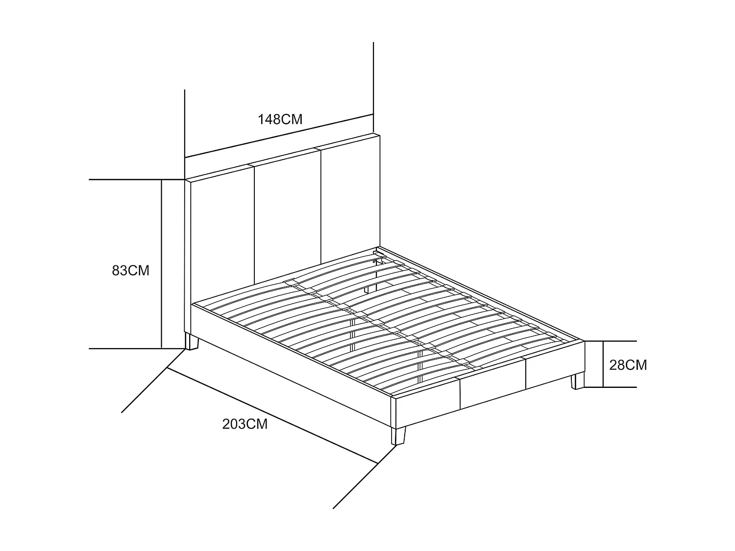 Lit 2 places  MELBOURNE simili cuir GRIS 140x190 cm avec sommier intégré
