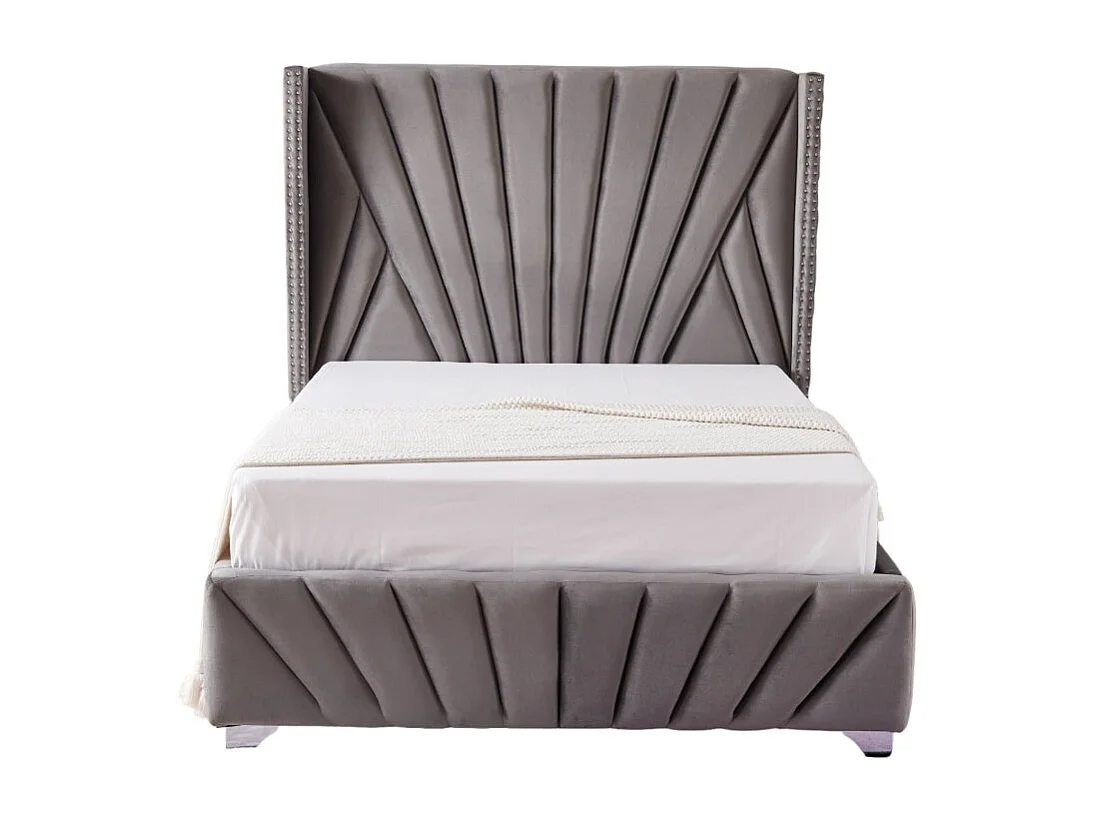 Lit 2 places 180x200cm BONIFACIO Velours sommier intégré