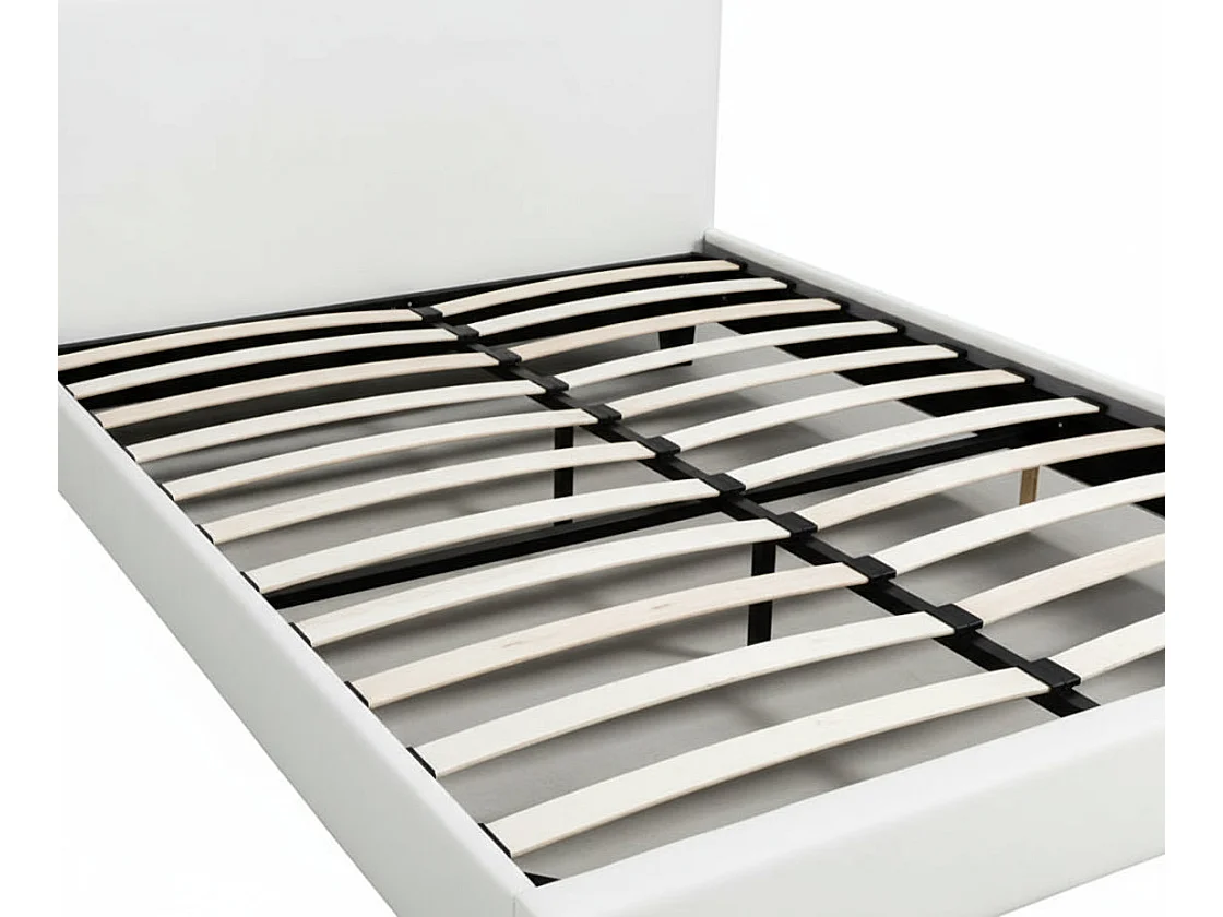 Lit 2 places  MELBOURNE simili cuir BLANC 160x200 cm avec sommier intégré