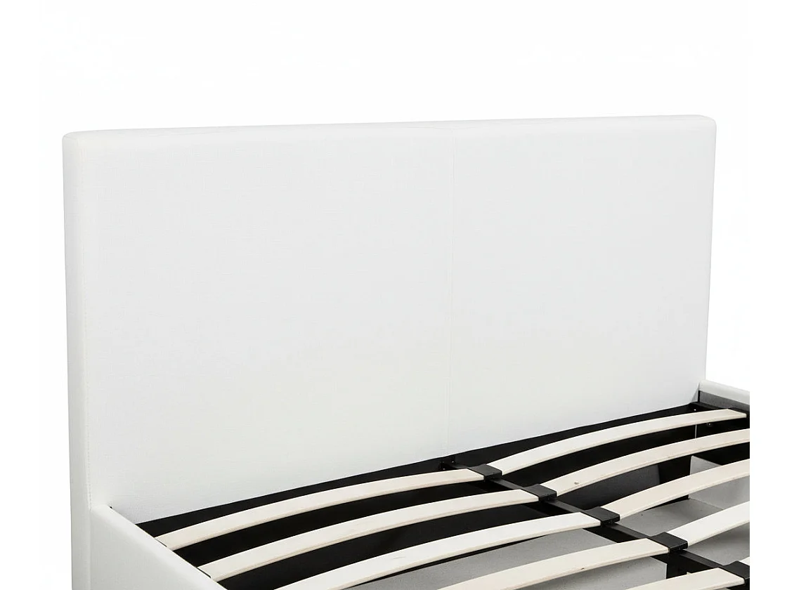 Lit 2 places  MELBOURNE simili cuir BLANC 160x200 cm avec sommier intégré