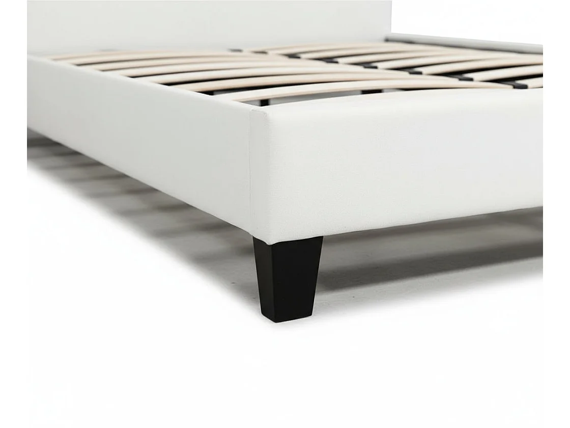 Lit 2 places  MELBOURNE simili cuir BLANC 160x200 cm avec sommier intégré