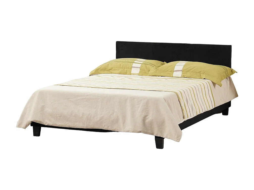 Lit 2 places MELBOURNE Velours NOIR 160x200 cm avec sommier intégré