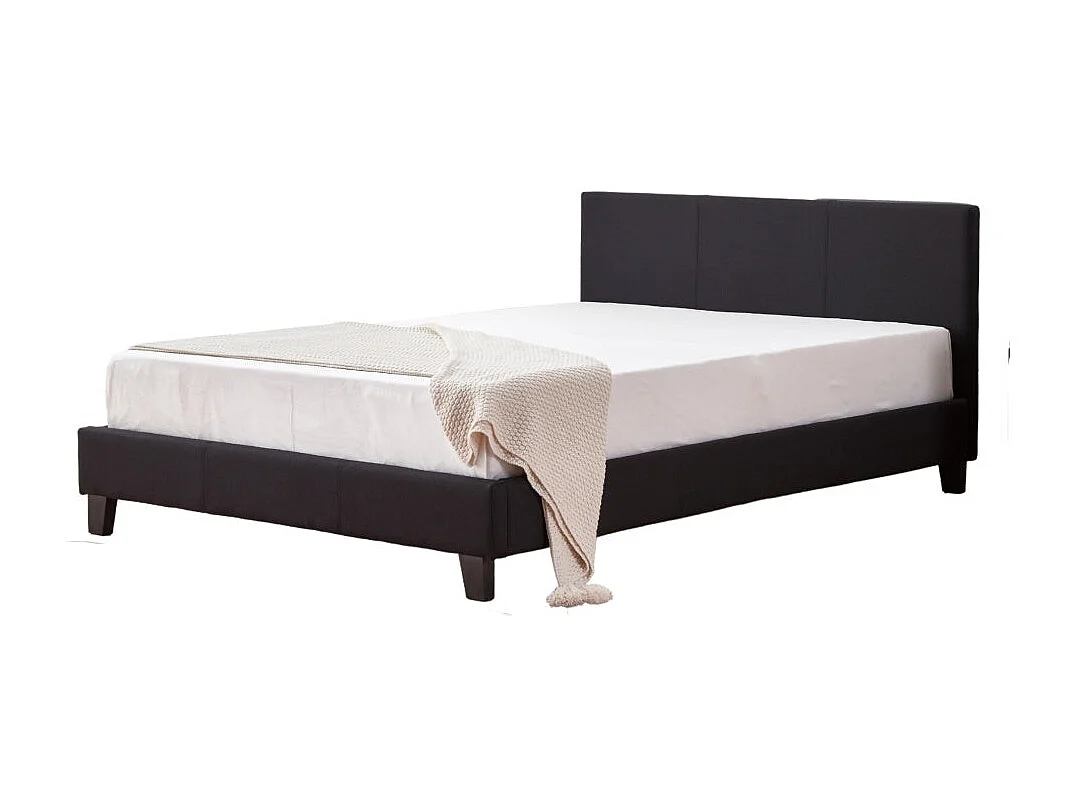 Lit 2 places  MELBOURNE simili cuir NOIR 140x190 cm avec sommier intégré